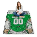 personalized marshall thundering herd player sketch green gray quilt blanket best selling