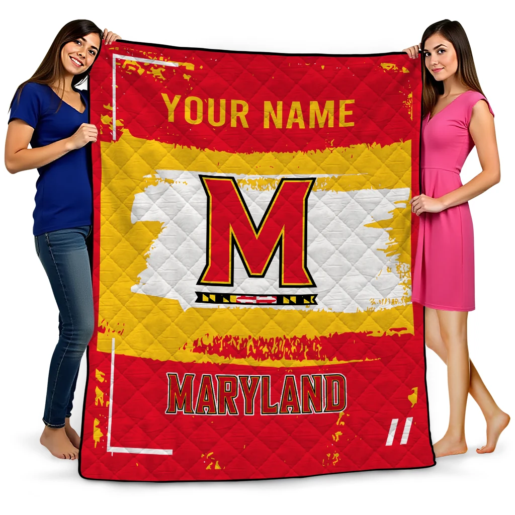 personalized maryland terrapins grunge patch red white quilt blanket best selling personalized maryland terrapins grunge patch red white quilt blanket best selling
