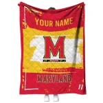 personalized maryland terrapins grunge patch red white quilt blanket best selling