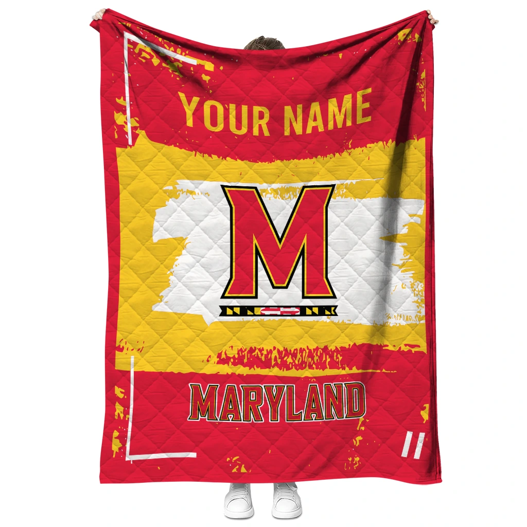 personalized maryland terrapins grunge patch red white quilt blanket fashion forward personalized maryland terrapins grunge patch red white quilt blanket fashion forward