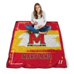 personalized maryland terrapins grunge patch red white quilt blanket best selling