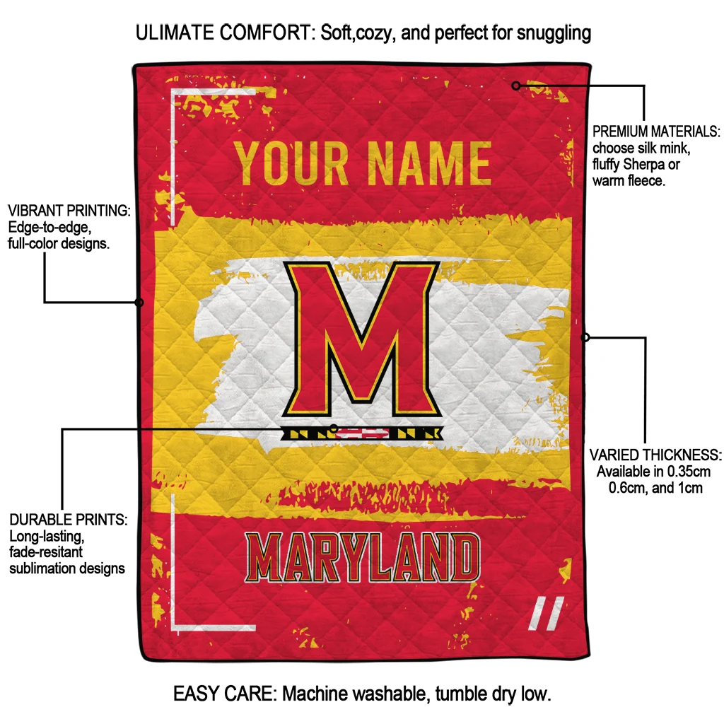 personalized maryland terrapins grunge patch red white quilt blanket latest model personalized maryland terrapins grunge patch red white quilt blanket latest model