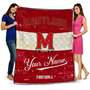 personalized maryland terrapins hibiscus burst red white quilt blanket best selling