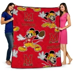 personalized maryland terrapins mickey football red quilt blanket best selling