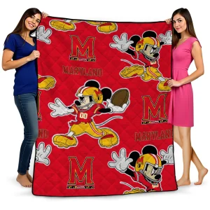 personalized maryland terrapins mickey football red quilt blanket best selling