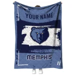 personalized memphis grizzlies grunge patch blue white quilt blanket best selling