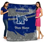 personalized memphis tigers brushstroke layers blue quilt blanket best selling