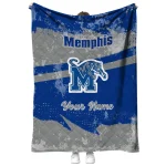 personalized memphis tigers brushstroke layers blue quilt blanket best selling