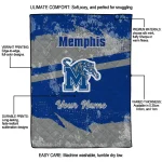 personalized memphis tigers brushstroke layers blue quilt blanket best selling