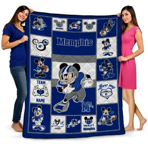 personalized memphis tigers mickey crimson blue white quilt blanket best selling