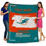 personalized miami dolphins grunge patch aqua white quilt blanket best selling