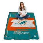 personalized miami dolphins grunge patch aqua white quilt blanket best selling