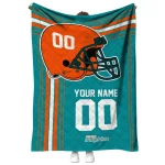personalized miami dolphins helmet theme aqua quilt blanket best selling