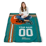 personalized miami dolphins helmet theme aqua quilt blanket best selling