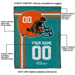 personalized miami dolphins helmet theme aqua quilt blanket best selling