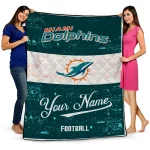 personalized miami dolphins hibiscus burst aqua white quilt blanket best selling