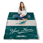 personalized miami dolphins hibiscus burst aqua white quilt blanket best selling