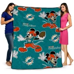 personalized miami dolphins mickey football aqua quilt blanket best selling