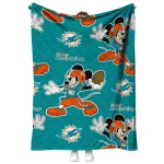 personalized miami dolphins mickey football aqua quilt blanket best selling