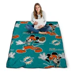 personalized miami dolphins mickey football aqua quilt blanket best selling