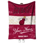personalized miami heat helmet fan red white quilt blanket best selling