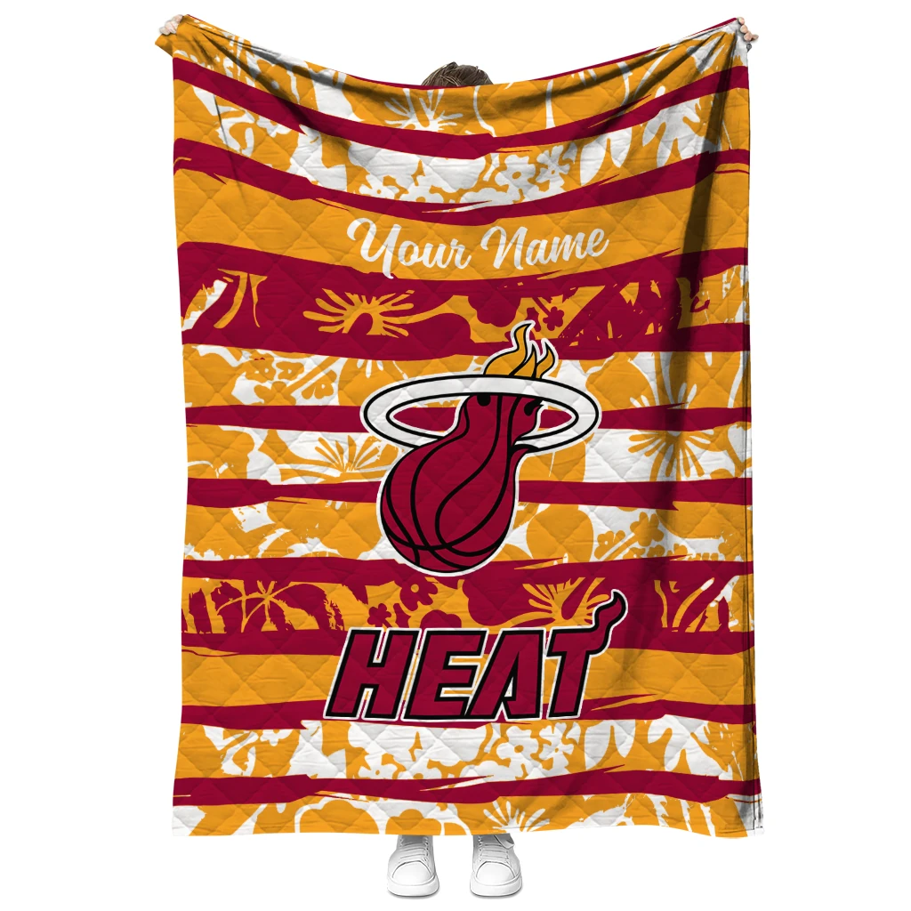 personalized miami heat layered florals red white quilt blanket fashion forward