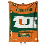 personalized miami hurricanes grunge patch orange white quilt blanket best selling