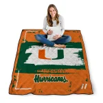 personalized miami hurricanes grunge patch orange white quilt blanket best selling
