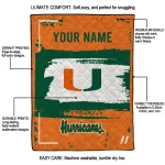 personalized miami hurricanes grunge patch orange white quilt blanket best selling