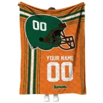 personalized miami hurricanes helmet theme orange quilt blanket best selling