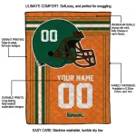 personalized miami hurricanes helmet theme orange quilt blanket best selling