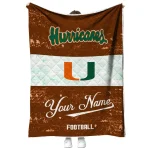 personalized miami hurricanes hibiscus burst orange white quilt blanket best selling