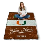 personalized miami hurricanes hibiscus burst orange white quilt blanket best selling