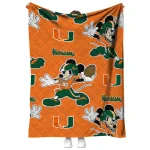 personalized miami hurricanes mickey football orange quilt blanket best selling
