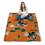 personalized miami hurricanes mickey football orange quilt blanket best selling