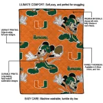 personalized miami hurricanes mickey football orange quilt blanket best selling