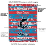 personalized miami marlins layered florals blue white quilt blanket best selling