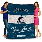 personalized miami marlins snoopy victory blue white quilt blanket best selling