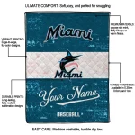 personalized miami marlins snoopy victory blue white quilt blanket best selling