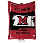 personalized miami redhawks grunge patch red white quilt blanket best selling