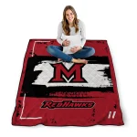 personalized miami redhawks grunge patch red white quilt blanket best selling