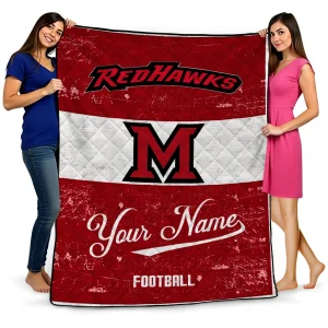 personalized miami redhawks hibiscus burst red white quilt blanket best selling