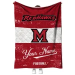 personalized miami redhawks hibiscus burst red white quilt blanket best selling