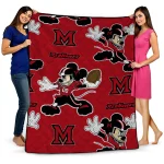 personalized miami redhawks mickey football red quilt blanket best selling