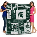 personalized michigan state spartans helmet passion green quilt blanket best selling