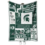 personalized michigan state spartans helmet passion green quilt blanket best selling