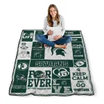 personalized michigan state spartans helmet passion green quilt blanket best selling