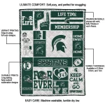 personalized michigan state spartans helmet passion green quilt blanket best selling