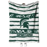 personalized michigan state spartans layered florals green white quilt blanket best selling