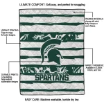 personalized michigan state spartans layered florals green white quilt blanket best selling